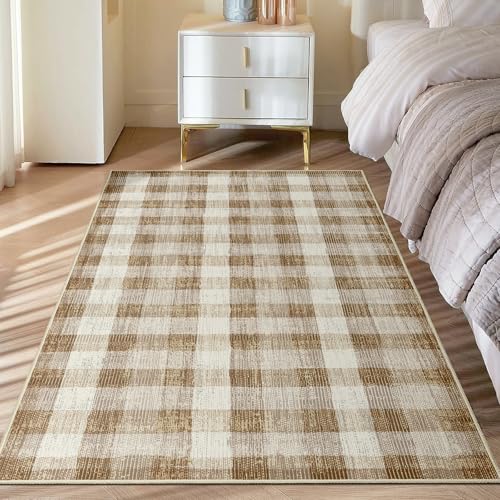 Image of Checkered Area Rug, 3x5, Brown