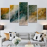 SIGNWIN 5 Panel Canvas Wall Art Modern Art Abstract Brushstroke Closeup Expressionism Expressive Modern Multicolor Oil Painting for Home Decorations Ready to Hang - 60