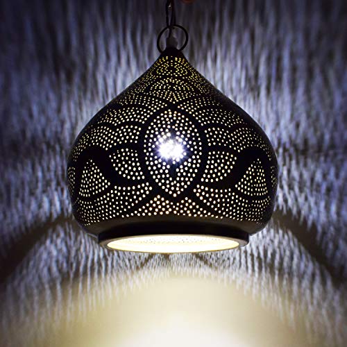 Orientalische Lampe Pendelleuchte Maysa 27cm Silber E27 Lampenfassung | Marokkanische Design Hängeleuchte Leuchte… – Bild 6