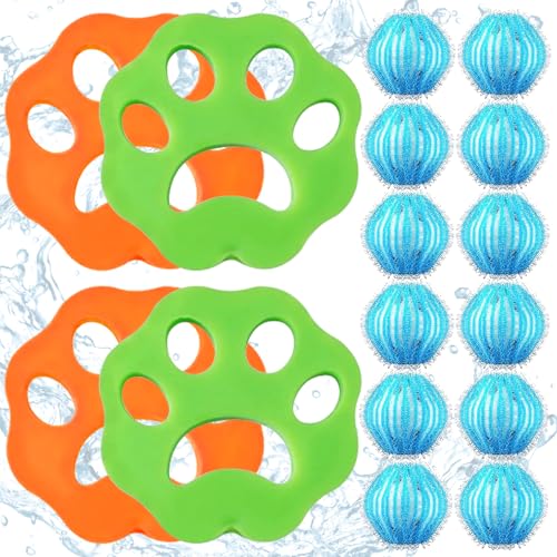 Galenecx 16 Stück Tierhaarentferner Waschmaschine, Wiederverwendbar Fusselbälle Waschmaschine, Katzenhaarentferner, Hundehaare Entfernen, Waschmaschinenzubehörr, für Entfernt Tierhaare Fusseln
