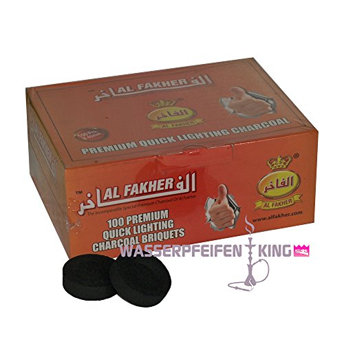 Al Fakher  Pastillas de Carbón, 40 mm, 100 Unidades, para Shisha, Pipa de agua