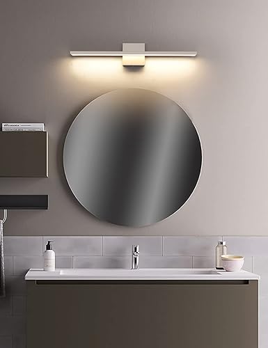 Miniatura 3 de JUSHENG Lámpara de tocador de baño de níquel cepillado, moderna y regulable, barra de luz LED para baño, 24 pulgadas, 24 W, 3000 K, blanco cálido