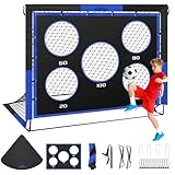 MoKo Fußballtore für den Garten, 150×120 cm Großes Pop-up-Tornetz mit Zieltafel, Tragbare Fußballtrainingsausrüstung für Kinder zum Üben, Outdoor-Sportspiel, Schwarz+Blau