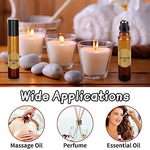 Ailvor Roll on Glasflaschen für Ätherisches Öl - 10 Stück Braune Flasche Leer 10ml, Nachfüllbar Rollon Flaschen für Öle, Duftstoff, Kosmetika, Massagen