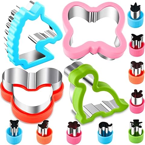 Sandwich Cutter Set Fruit Cutters Bread Cutout Shapes for Kids Lunch Butterfly Dinosaur Unicorn Mousehead Food Shaped Cookie Cutters 13 Pack for Baking and Food Tools Accessories Cover