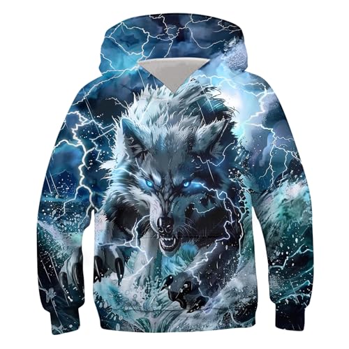 Image of Belovecol Boys Hoodies 3D Printed Hooded Sweatshirts with Pocket for 6-16Y | Pullover Hooded Style Pattern All-over Printed Long Sleeve Non-Fleece Soft Lightweight Tops for Kids