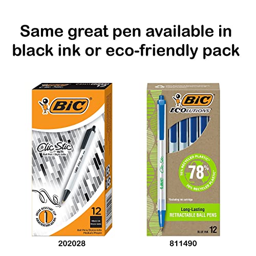BIC Clic Stic Retractable Ball Pen, Medium Point (1.0mm), Blue, 12-Count 3 51liCz58NoL