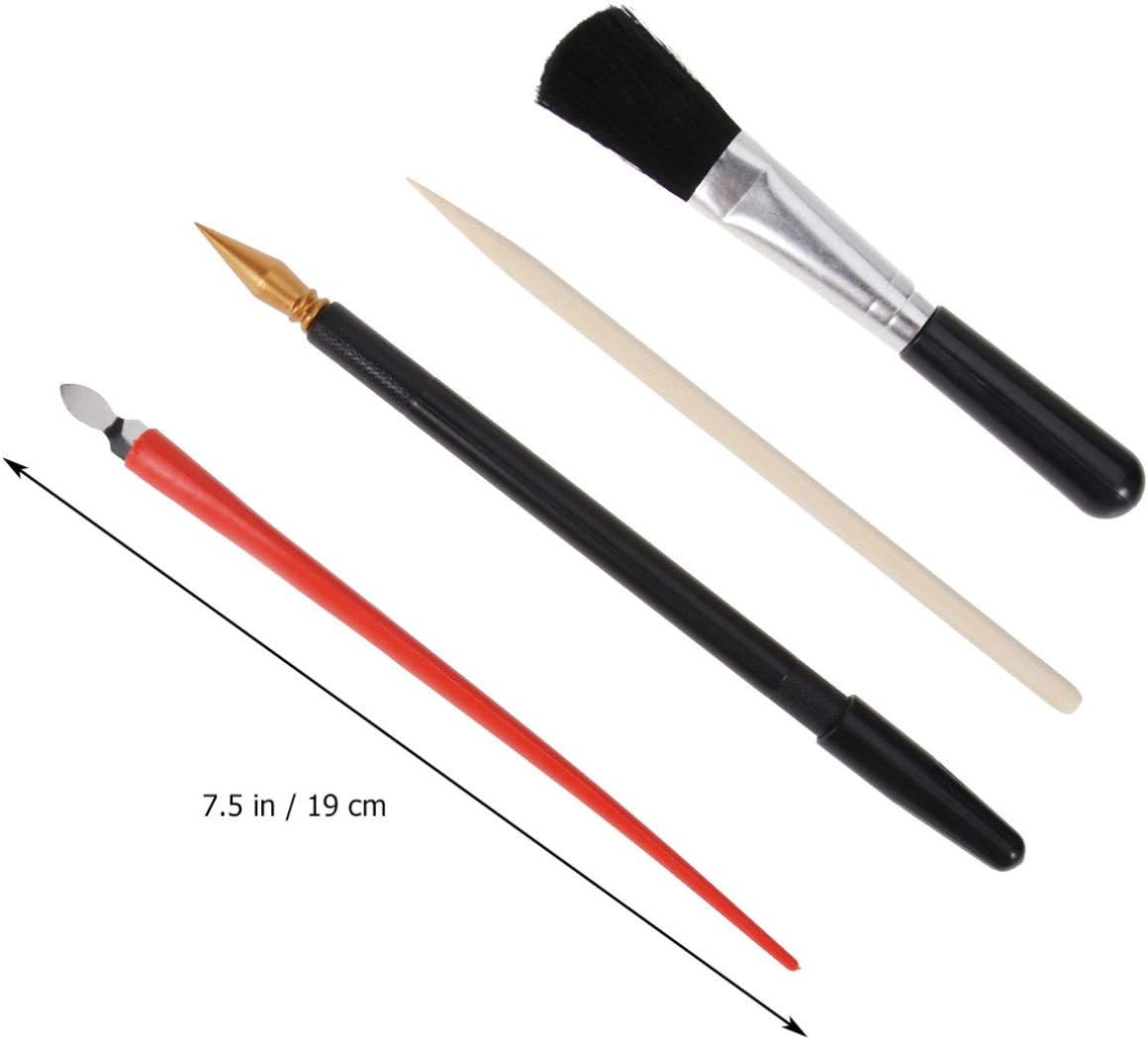 MAGICLULU 4-Piece Scratch Painting Tool Set with Pen Brush Stick Portable DIY Scratchboard Tools for Detailed Handcraft Drawing Projects