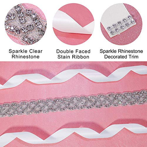 Lovful Handmade Bridal Belt, Rhinestone Wedding Dress Belts, Ribbon Crystal Sash For Women,White #TOP4