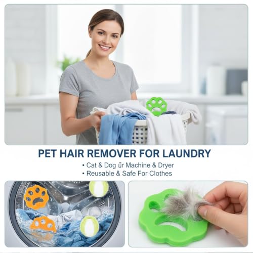 Image of 8 Pack Laundry Hair Remover Balls Pet Hair Catcher