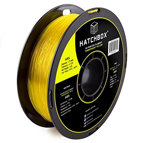 HATCHBOX ABS 3D Printer Filament, Dimensional Accuracy +/- 0.03 mm, 1 kg Spool, 1.75 mm, Transparent Yellow