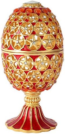 QIFU Vintage Hand Painted Faberge Egg Style Hinged Jewelry Trinket Box with Rich Enamel and Sparkling Rhinestones, Unique Gift Home Decor, Best Ornament Your Collection