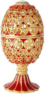 QIFU Vintage Hand Painted Faberge Egg Style Hinged Jewelry Trinket Box with Rich Enamel and Sparkling Rhinestones, Unique Gift Home Decor, Best Ornament Your Collection