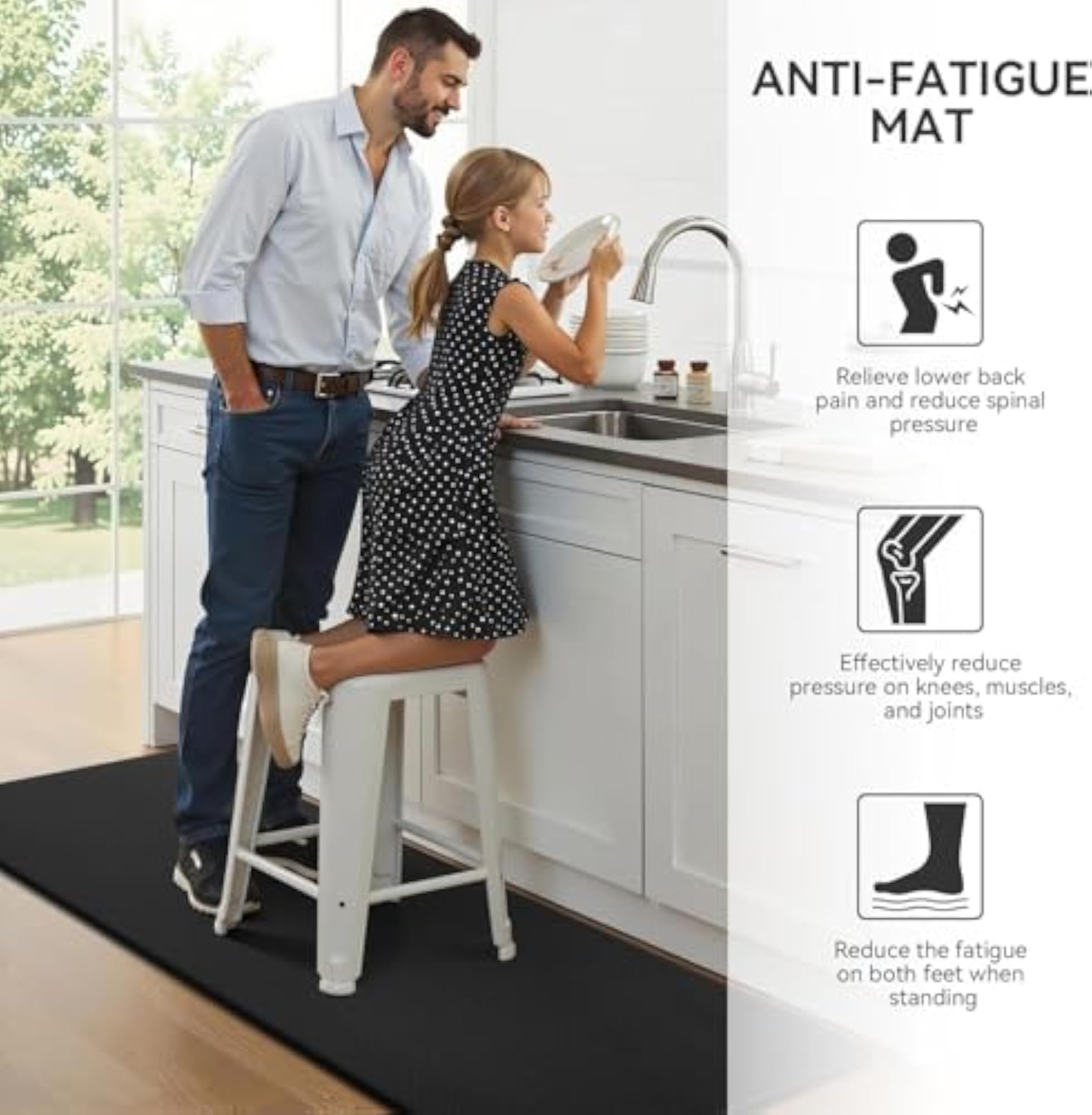 Cushioned Anti-Fatigue Kitchen Mats Set of 2 for Floor