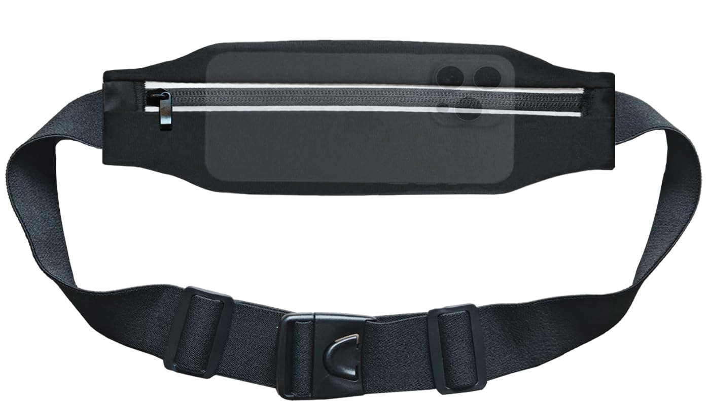 AIKENDO Running Belt Fanny Pack, Slim Runners Waist Pack for Men & Women [Fits ALL Phones], Money Belt, Reflective Running Gear Accessories Fitness