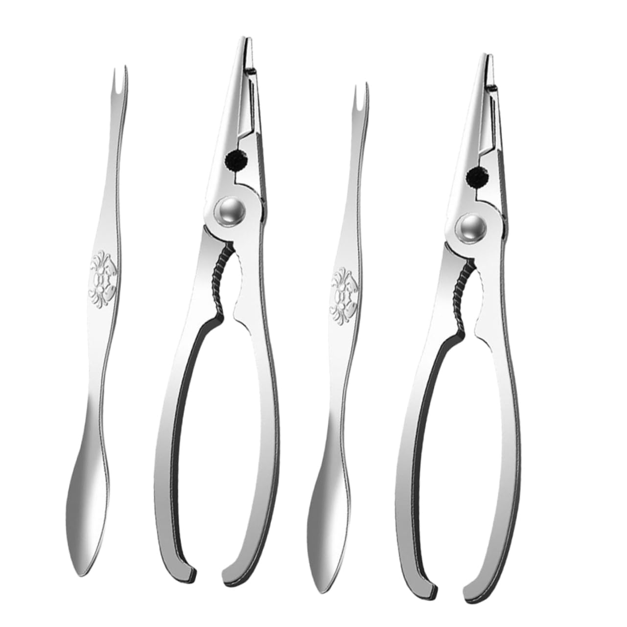 STOBAZA 4pcs Stainless Crab Tools Multifunctional Crab Leg Crackers Forks for Effortless Seafood Dining for Family Gatherings Parties Easy to Clean Design