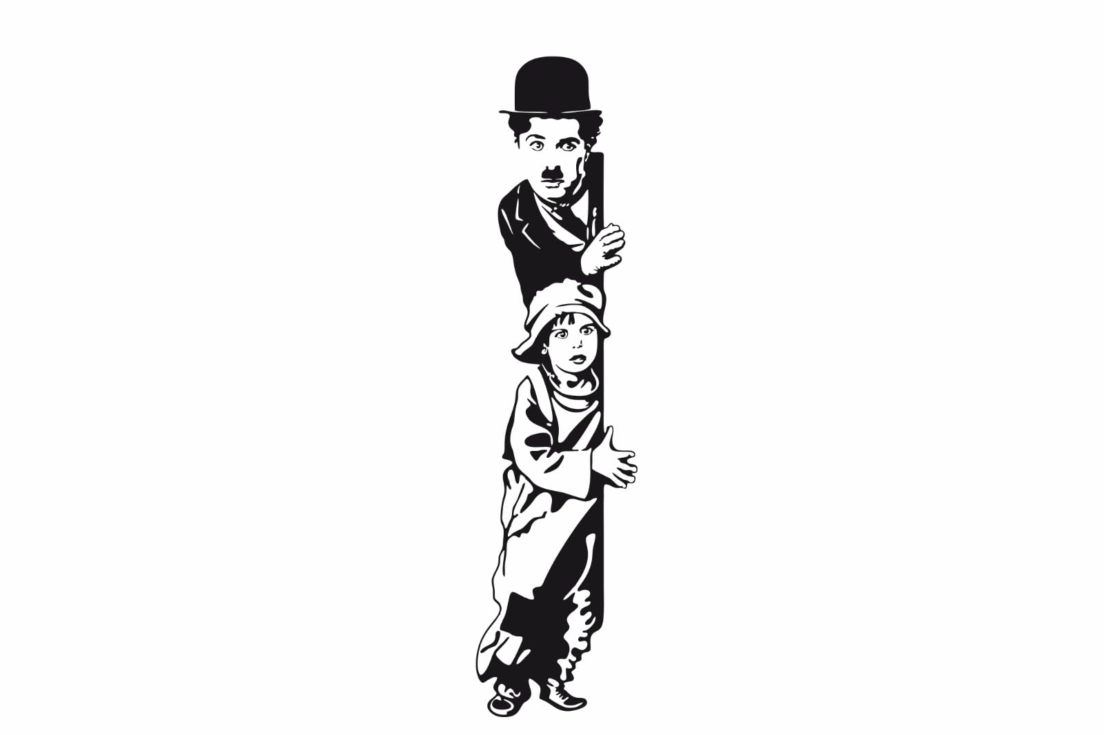 RUDRA DECOR Charlie Chaplin The Kid Wall Decal - Vintage Comedy Movie Sticker, Celebrity Vinyl Art for Bedroom, Playroom, Nursery & Home Decor, Funny Wall Prints-image-39
