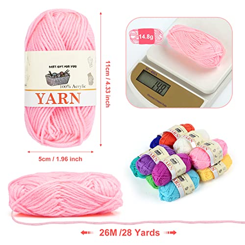 Image of Yinsun 12 Christmas Skeins Acrylic Yarn Mini Craft Yarn 100% Acrylic Yarn for Crocheting, Starter Crochet Bulk Yarn for Child, Adult Knitting Crochet & Crafts (12 x 15g)