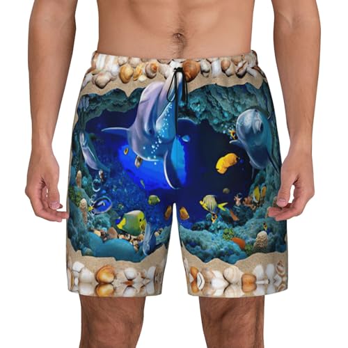 Maillot de bain homme compression séchage rapide motif dauphin 3D short de plage