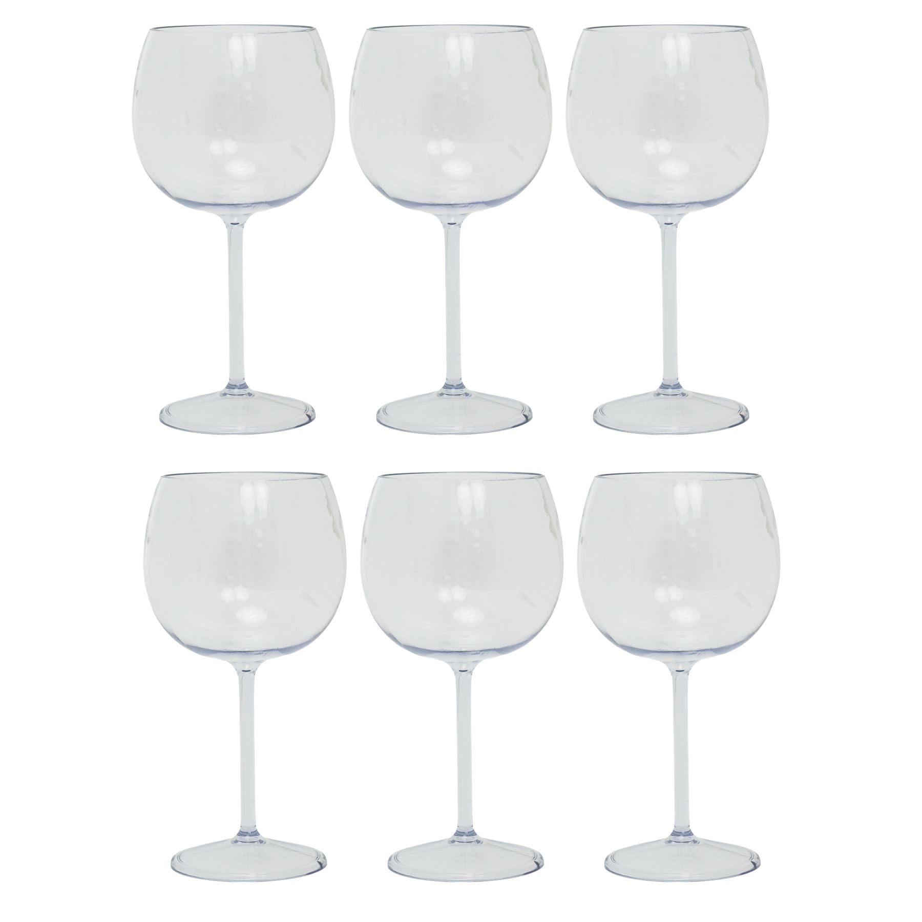 Carousel Home Set of 6 Clear Plastic Gin & Tonic Glasses | 21cm Reusable Copa Gin Balloon Cocktail Glasses for Outdoor Parties and Events - 500ml