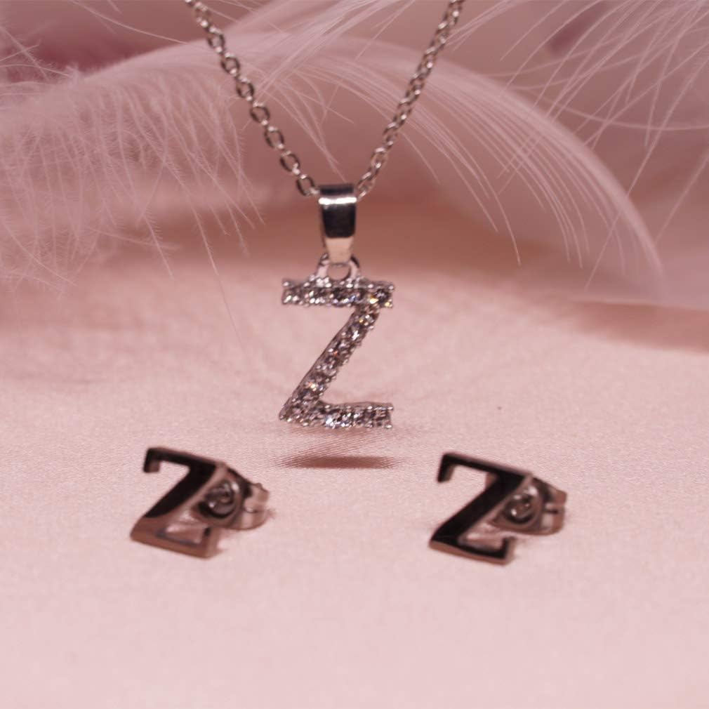 Loqimu 3Pack Initial Jewelry Sets Rings Uppercase Pendant Necklace Earrings Studs Women Accessories image 2