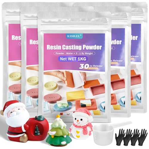 Resin Casting Powder 5000g 20~30 Minutes Demold Water Activated Plaster Powder for Craft Casting Easy Mixing and Self Leveling