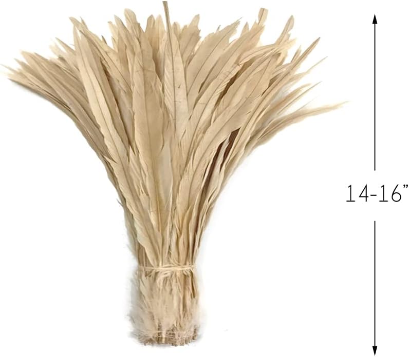 2.5 Inch Strip - 14-16" Ivory Strung Natural Bleach Coque Tails Feathers Craft Supply | Moonlight Feather