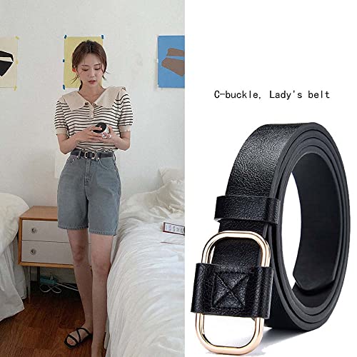 YOU&M Women's Leather Without Hole Simple Ring Clasp Waist Belts for Jeans3