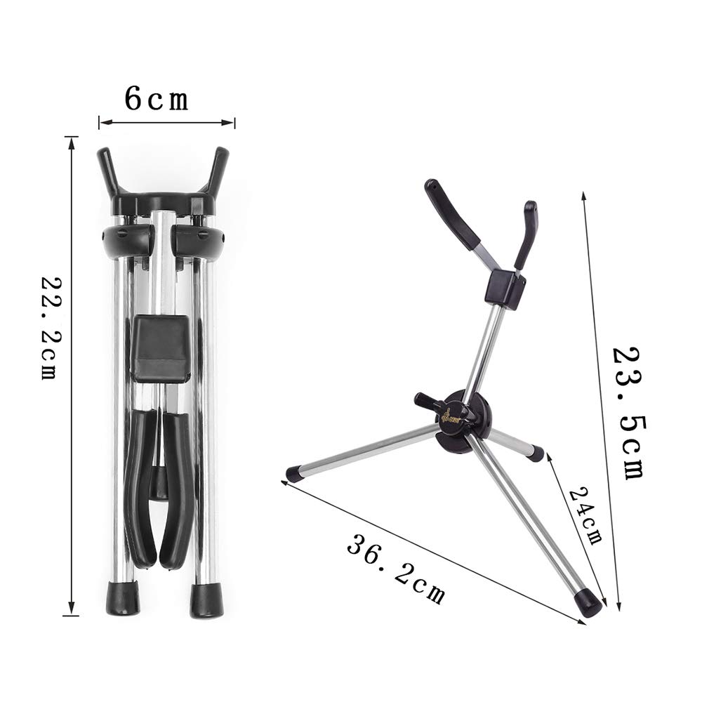 Btuty Sopran Saxophon Ständer Faltbarer Saxophon Metall Bodenständer Halter mit Tragetasche