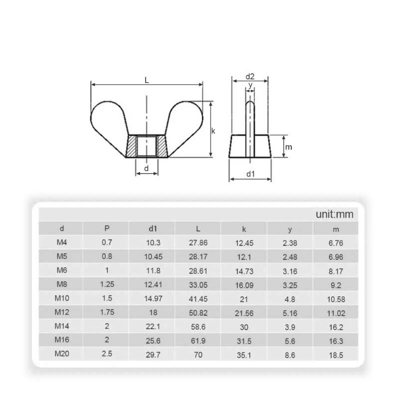 Écrou papillon M16 avec oreilles ergonomiques pour serrage rapide - 2