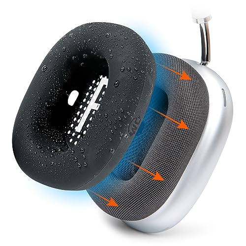 WC SweatZ Max Patented Sweat Covers Compatible with AirPods Max 1 (Does Not Fit AirPods Max 2) by Wicked Cushions | Sweatproof & Washable | Full Earpad Sweat Protection | Black