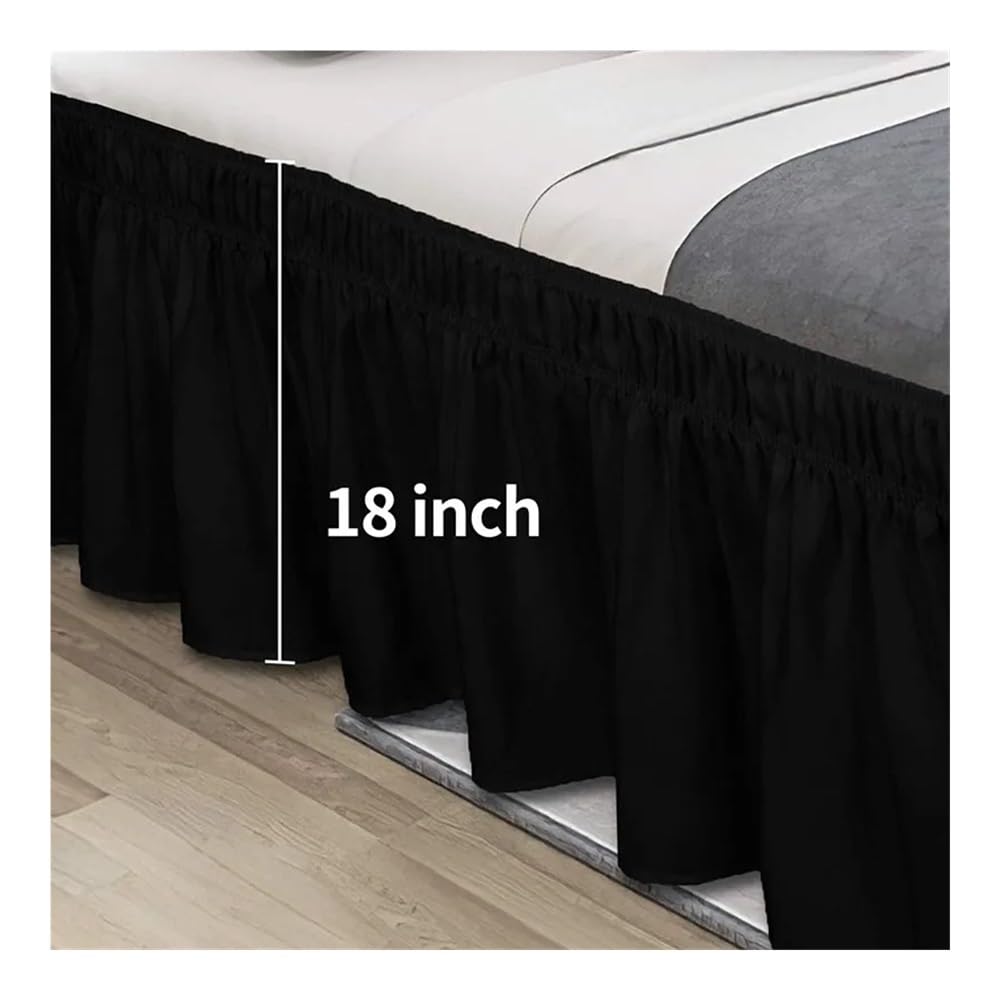 Mantovana giroletto con volant, per letti queen size, caduta 38 cm (15 pollici), con elastico regolabile, volant antipolvere facile da montare, tessuto resistente alle pieghe (bianco, 160 x 200 x 38