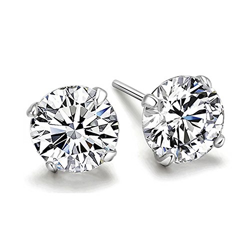 Pendientes Mujer Plata de Ley 925 6mm/8mm con Para con Hermosa Caja de Regalo Originales (8mm)