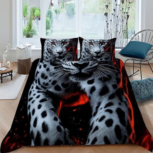 Housse de couette léopard rouge King de qualité supérieure en microfibre douce et zippée - 3