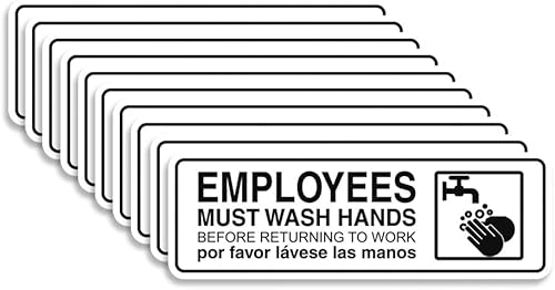 Miniatura 10 de Standard Employees Must Wash Hands - Letrero para puertapared, color negro y dorado, pequeño