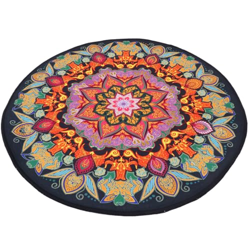 jojofuny Alfombra Redonda Lavable Mandala Antideslizante y Antiestática para Salón Cocina y Dormitorio Tapete Decorativo Seguro de Poliéster para Hogar