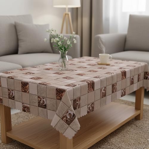 Image of Dakshya Industirs PVC Waterproof Table Cover 36x54 Inch Floral Printed Center Table Cover Washable Plastic Table Sheet Oilproof Dining Table Cover for Coffee Table Living Room Home (Classic Floral)