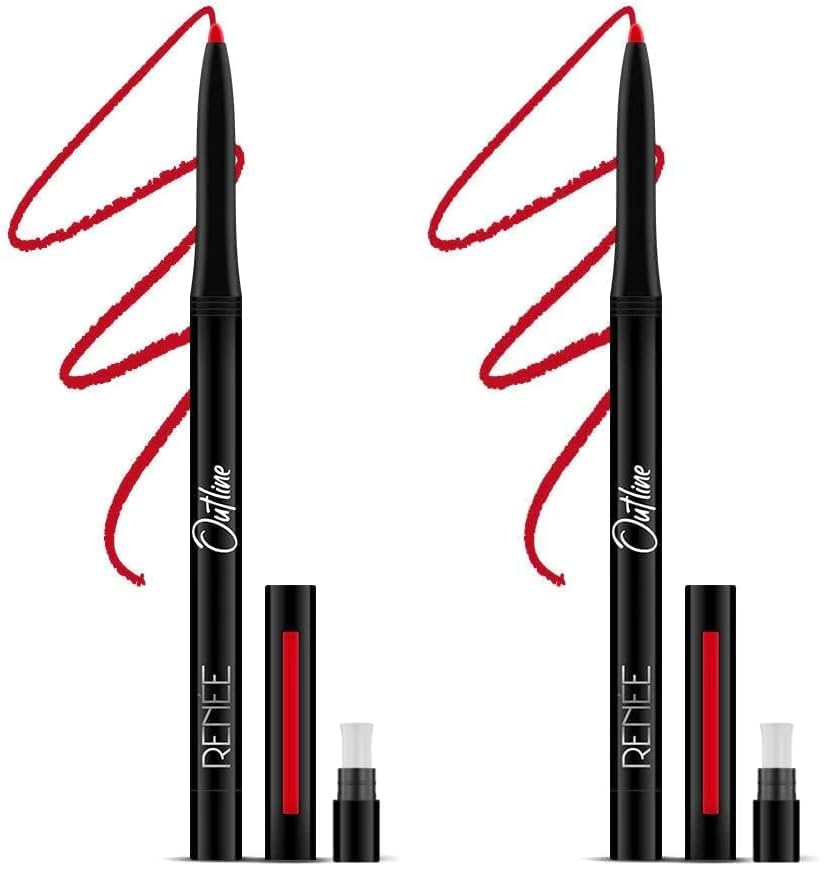 Image of RENEE Outline Lip Liner With Built-in Sharpener 05 Charlotte 0.35gm, Long Lasting & Smudge Proof, Matte Finish & Rich Color Payoff, One Swipe Application (Pack of 2)