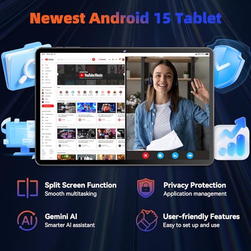 Image of Tablet, 10.1 inch Android Tablet with Octa-core Processor 24GB RAM 128GB ROM 2 TB Expandable, 1280x800 HD IPS Touchscreen, 8H Battery, GPS, Wi-Fi 6, BT 5.4, Dual Camera, Android 15 Tablets