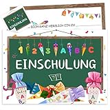 einschulung einladung text 【Schulanfang Feier】Die einladung schulanfang enthält 12 Stück A6 Einladung Karten und 12 Stück Derselbe design Aufkleber. Sie können Aufkleber verwenden, um ein Bild des schulkind Mädchen /Junge oder ein kleines Geschenk für Ihre Gäste anzubringen. Gemeinsam den 1. schultag feiern.