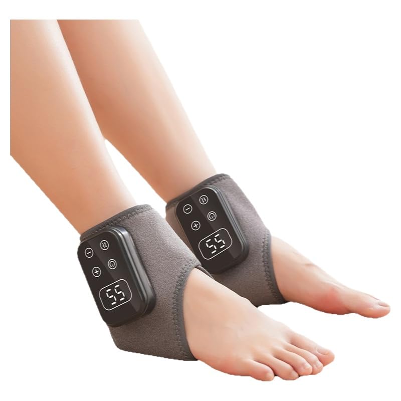 Masajeador de pies vibratorio con calefacción, para relajación del tobillo y alivio de la fatiga, color gris y negro, dispositivo terapéutico para un pie o dos pies miniatura 1