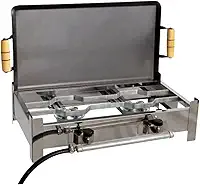Fogareiro Fogão Inox 2 Bocas Mais Chapa Com Kit Gás E003