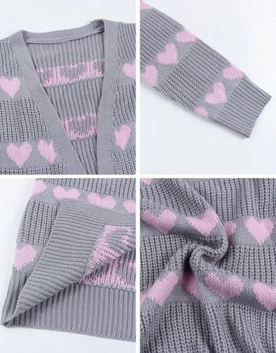 Image of Alsol Lamesa Women's Long Sleeve Heart Cardigan Sweaters V Neck Open Front Knit Coat