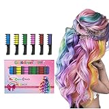 New Hair Chalk Comb Temporary DIY Hair Color for girls kids age 4 5 6 7 8 9 10 Washable Hair Chalk for Children's Day Birthday Cosplay (Blue, Yellow, Purple, Red, Green, Pink)