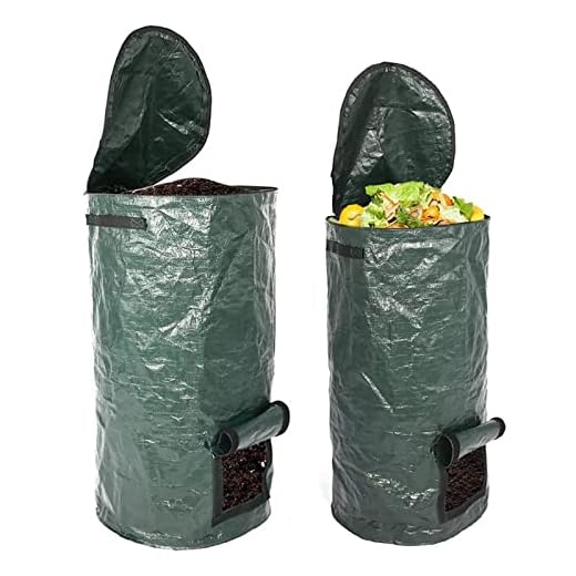 Organic 2 Pack 15 Gallon / 34 Gallon Garden Compost Bins Environmental Reusable Pe Waste Disposal Compost Bags for Kitchen Garden Yard
