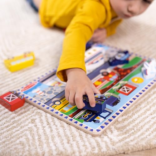Image of Melissa & Doug Vehicles Wooden Chunky Puzzle (9 pcs), Educational Screen Free Activity for Toddler, Preschoolers and Kids Ages 2+- FSC Certified (Pack of 12)
