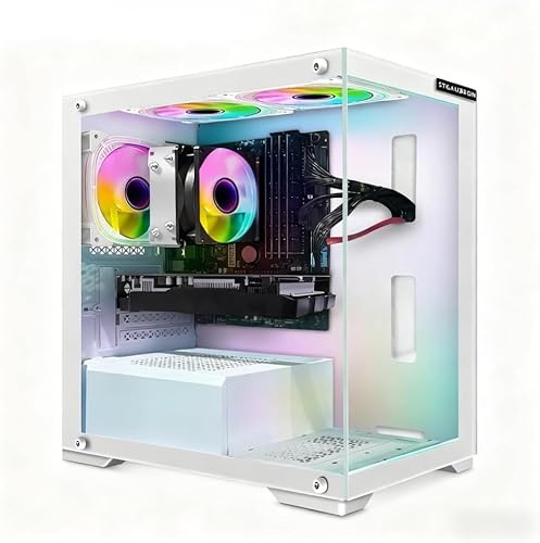 STGAubron Gaming PC Desktop Computer, AMD Athlon 3000G 3.5GHz, Radeon RX 590 8G, 16G DDR4, 512G SSD, WiFi, BT 5.0, RGB Fan x3, Windows 11 Home
