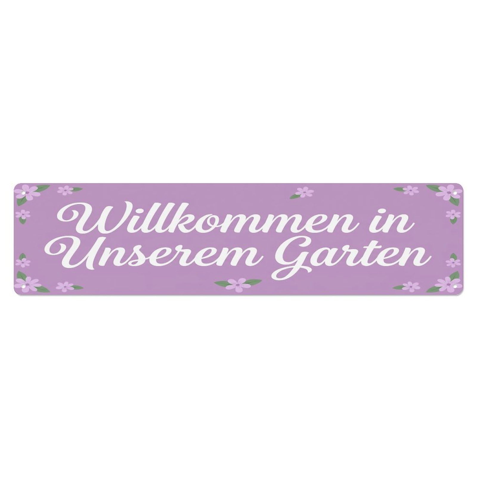 Vintage Welcome to Our Garden Lilac Purple Metal Tin Sign