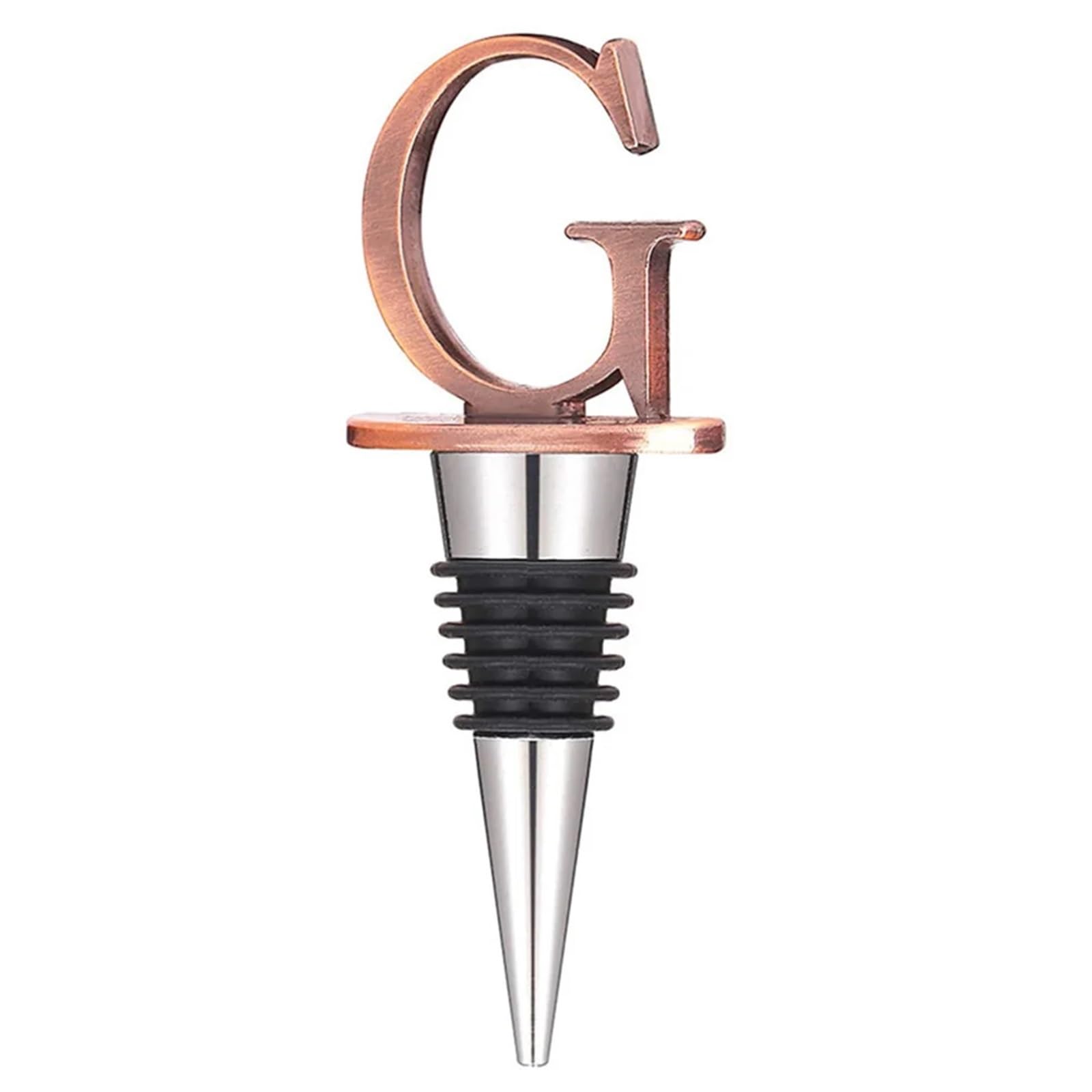 WLTYSM Wine Bottle Stoppers Reusable Wine Bottle Stoppers Stainless Steel Letter Beverage Silicone Material Decorative Wine Stoppers Funny Gift (Color : G)