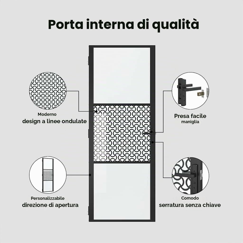 vidaXL Porta in vetro 76 x 3,5 x 201,5 cm Alluminio Nero